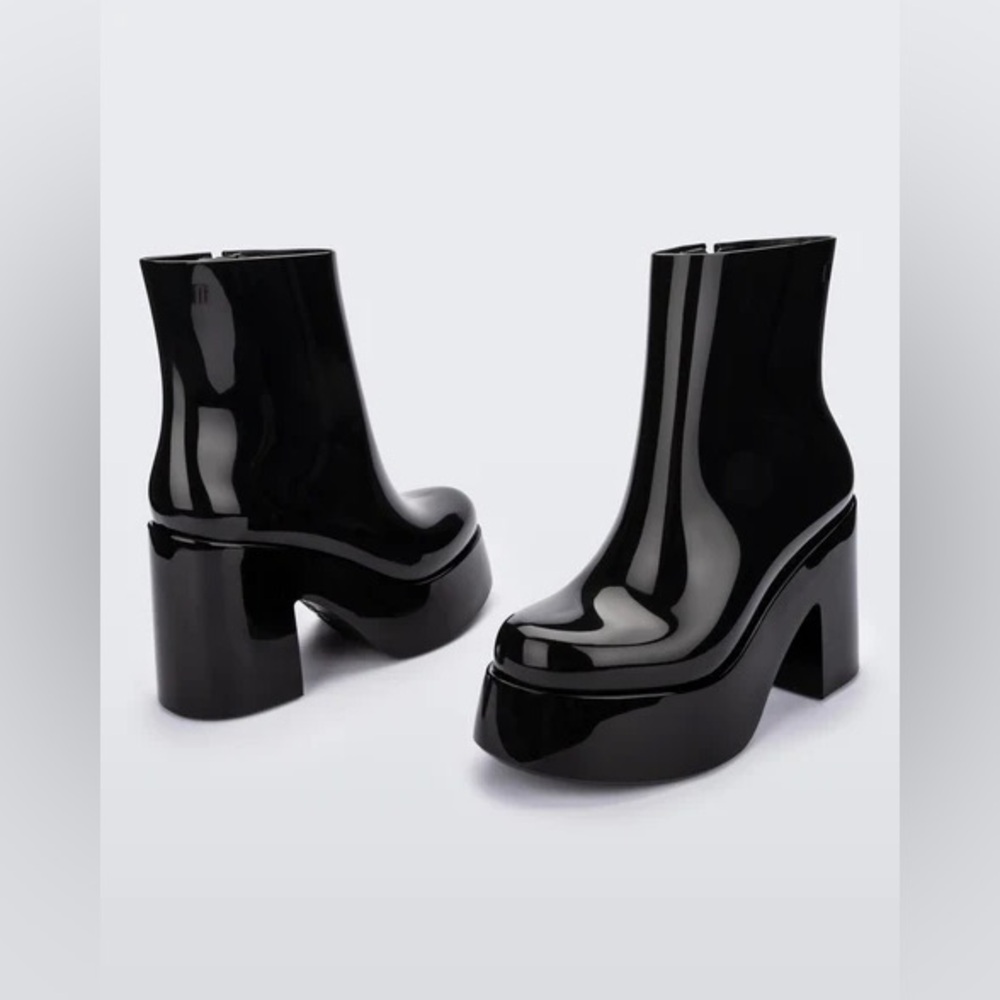 Melissa ‘Nubia’ Black Patent Platform Ankle Boots